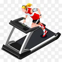 彩色扁平化跑步机元素-空若网 彩色扁平化跑步机元素-空若网