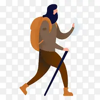 卡通夸张徒步登山男子人物插画-空若网 卡通夸张徒步登山男子人物插画-空若网