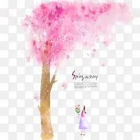 梦幻手绘樱花树免抠素材-空若网 梦幻手绘樱花树免抠素材-空若网