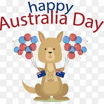 拿着气球束的可爱袋鼠-空若网 拿着气球束的可爱袋鼠-空若网