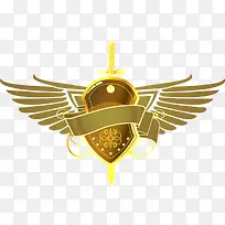 手绘创意黄色盾牌翅膀-空若网 手绘创意黄色盾牌翅膀-空若网