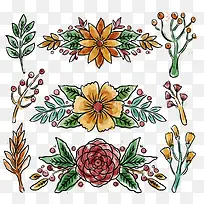 矢量水彩花卉装饰风格-空若网 矢量水彩花卉装饰风格-空若网
