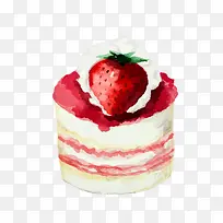手绘水彩蛋糕设计元素草莓小蛋糕-空若网 手绘水彩蛋糕设计元素草莓小蛋糕-空若网