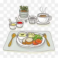 手绘美味西式餐点-空若网 手绘美味西式餐点-空若网