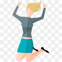 跳起来的女人插画-空若网 跳起来的女人插画-空若网