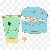 卡通手绘美妆BB霜项链元素-空若网 卡通手绘美妆BB霜项链元素-空若网