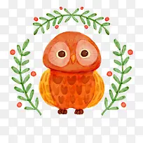 水彩绘可爱橙色猫头鹰矢量图-空若网 水彩绘可爱橙色猫头鹰矢量图-空若网