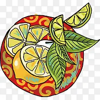 水彩卡通柠檬叶子-空若网 水彩卡通柠檬叶子-空若网