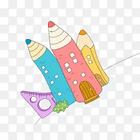创意卡通铅笔房子-空若网 创意卡通铅笔房子-空若网