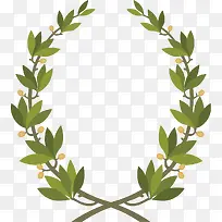 绿色扁平风格对称矢量花环-空若网 绿色扁平风格对称矢量花环-空若网