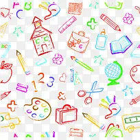 彩色校园涂鸦元素-空若网 彩色校园涂鸦元素-空若网