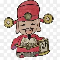 手绘卡通财神爷-空若网 手绘卡通财神爷-空若网