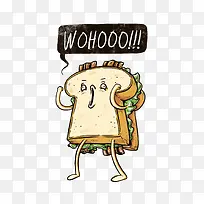 矢量卡通吼叫的三明治-空若网 矢量卡通吼叫的三明治-空若网