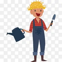 矢量图手拿水壶的男孩-空若网 矢量图手拿水壶的男孩-空若网