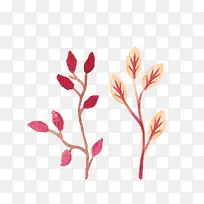 水彩绘红色树枝矢量图-空若网 水彩绘红色树枝矢量图-空若网