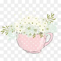 粉红杯子花朵唯美手绘-空若网 粉红杯子花朵唯美手绘-空若网