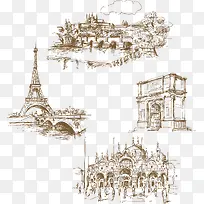 各国著名建筑线稿矢量-空若网 各国著名建筑线稿矢量-空若网
