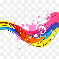 矢量水彩曲线和音符-空若网 矢量水彩曲线和音符-空若网