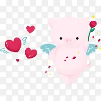 2019C4D爱心带翅膀猪新年装饰-空若网 2019C4D爱心带翅膀猪新年装饰-空若网
