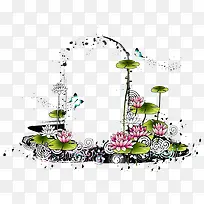 手绘荷花装饰-空若网 手绘荷花装饰-空若网