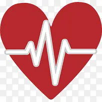 红色扁平心率爱心-空若网 红色扁平心率爱心-空若网