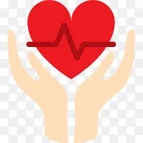 黄色扁平手掌爱心-空若网 黄色扁平手掌爱心-空若网