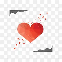 红色三角碎片爱心-空若网 红色三角碎片爱心-空若网