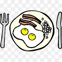 西式早餐美食简笔画食物-空若网 西式早餐美食简笔画食物-空若网