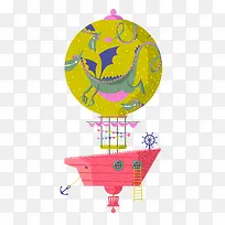 卡通装饰热气球小清新插画-空若网 卡通装饰热气球小清新插画-空若网