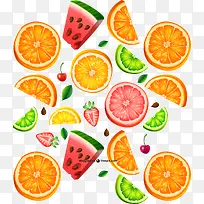 西瓜橙子草莓PNG矢量元素-空若网 西瓜橙子草莓PNG矢量元素-空若网