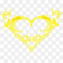 黄色欧式花纹爱心-空若网 黄色欧式花纹爱心-空若网