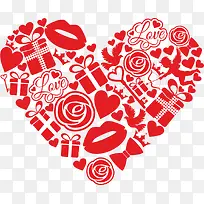情人节红色拼接爱心-空若网 情人节红色拼接爱心-空若网
