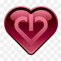 酒红色心形按钮-空若网 酒红色心形按钮-空若网