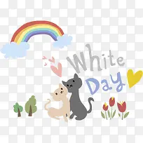 卡通小猫的爱情免抠图-空若网 卡通小猫的爱情免抠图-空若网