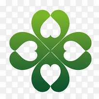 绿色四叶草上的爱心-空若网 绿色四叶草上的爱心-空若网