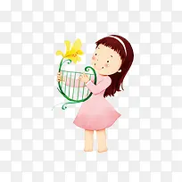 拿着花的小女孩-空若网 拿着花的小女孩-空若网