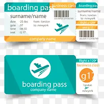 蓝色和橙色细节的矢量登机牌-空若网 蓝色和橙色细节的矢量登机牌-空若网