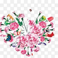 康乃馨骈接爱心1-空若网 康乃馨骈接爱心1-空若网