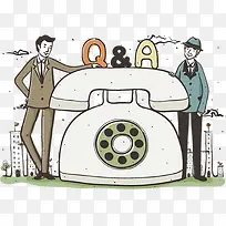 手绘商务电话矢量素材-空若网 手绘商务电话矢量素材-空若网