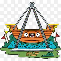 儿童节橙色海盗船-空若网 儿童节橙色海盗船-空若网