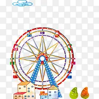 卡通摩天轮插画设计-空若网 卡通摩天轮插画设计-空若网