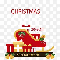 圣诞节红色雪橇车-空若网 圣诞节红色雪橇车-空若网