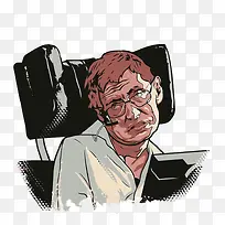 轮椅上的卡通手绘霍金-空若网 轮椅上的卡通手绘霍金-空若网