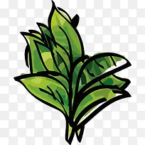 一把绿色的水彩茶叶-空若网 一把绿色的水彩茶叶-空若网