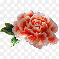 橙色刺绣牡丹花-空若网 橙色刺绣牡丹花-空若网