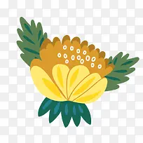 手绘水彩黄色花草设计素材-空若网 手绘水彩黄色花草设计素材-空若网