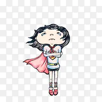 卡通几米风格插画超人女孩哭泣流-空若网 卡通几米风格插画超人女孩哭泣流-空若网