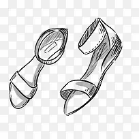 卡通手绘女士凉鞋矢量素材-空若网 卡通手绘女士凉鞋矢量素材-空若网