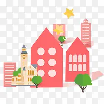 卡通手绘儿童节粉红城堡-空若网 卡通手绘儿童节粉红城堡-空若网