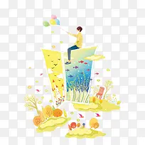 手绘梦幻童话插画素材-空若网 手绘梦幻童话插画素材-空若网